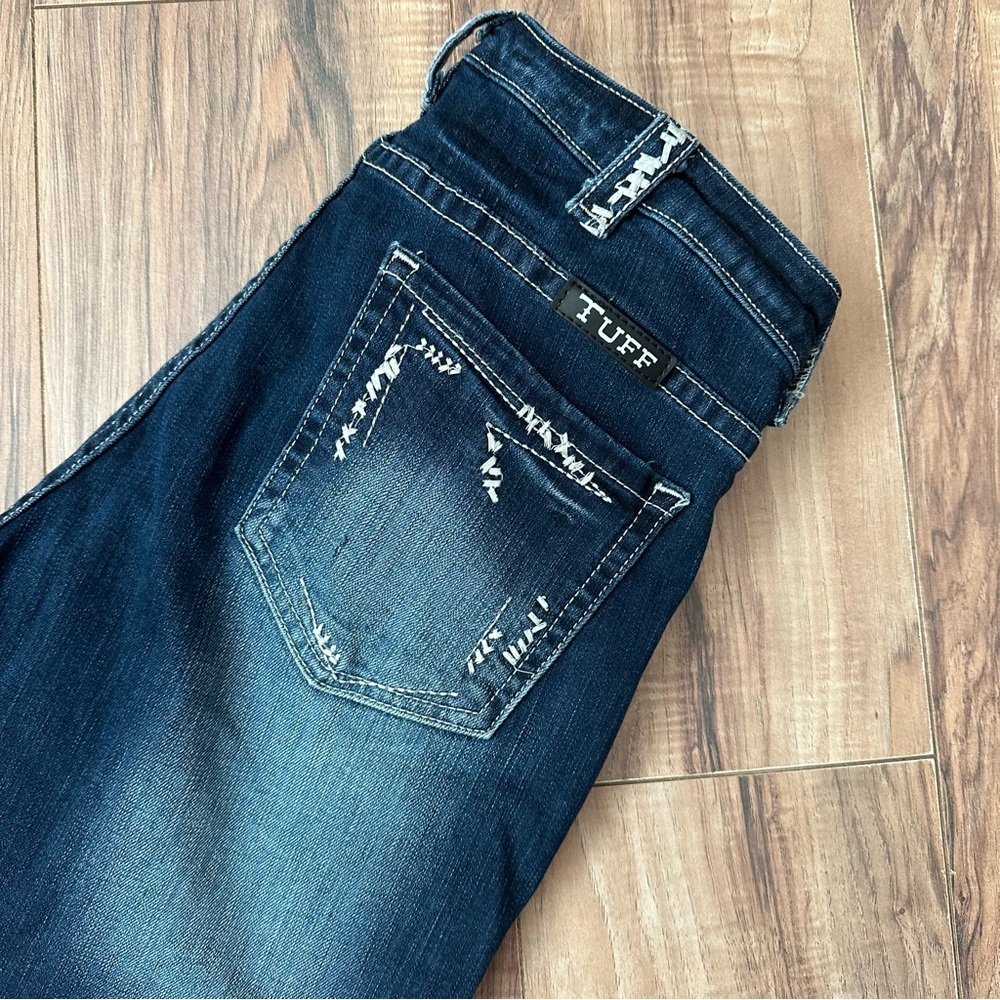 Like New Cowgirl Tuff Dark Blue Boot Cut Twisted Mustang Jeans Size: 33x34 - Picture 3 of 11